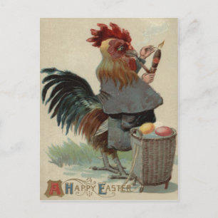 Cartes Pour Fêtes Annuelles Pâques coq œuf coloré pipe cigare