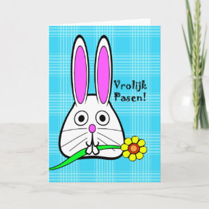 Cartes Pour Fêtes Annuelles Pâques dans le Néerlandais, Vrolijk Pasen, lapin