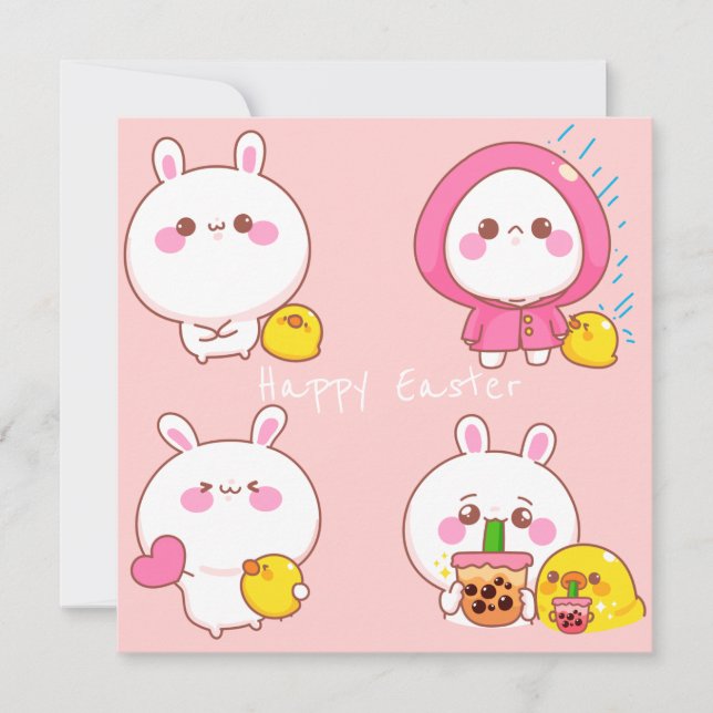 Cartes Pour Fêtes Annuelles Pâques de Kawaii (Devant)