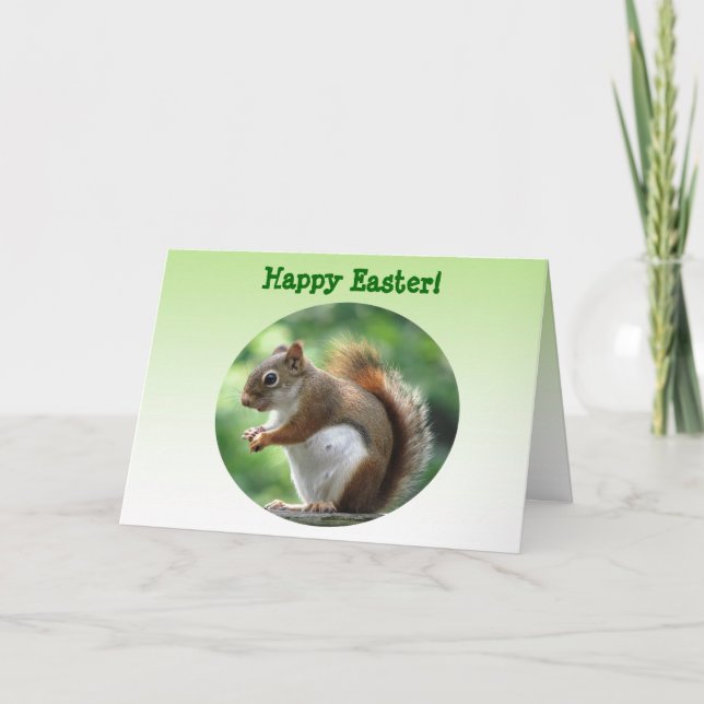 Cartes Pour Fêtes Annuelles Pâques de l'écureuil rouge (Devant)