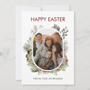 Cartes Pour Fêtes Annuelles Pâques de photo de famille de nid d'oiseau d'aquar