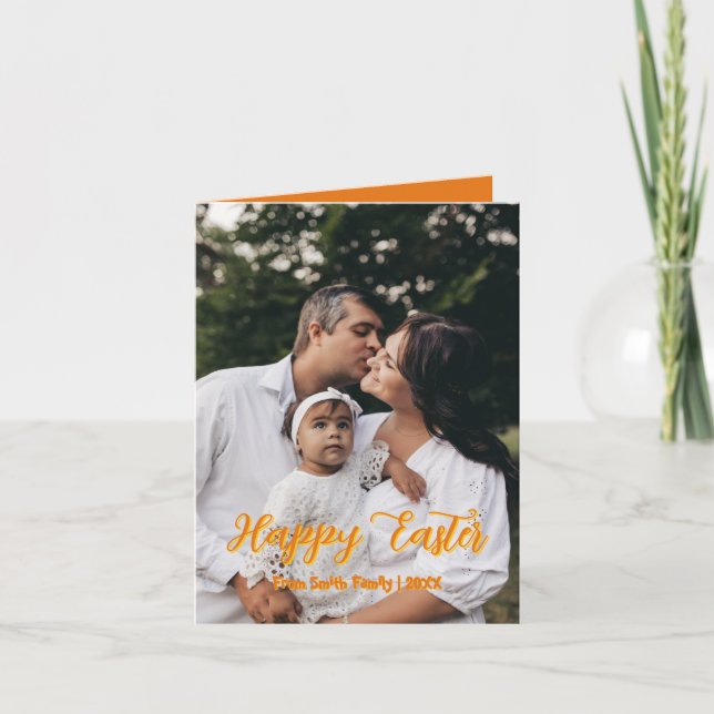 Cartes Pour Fêtes Annuelles Pâques de photos de famille de script moderne (Devant)