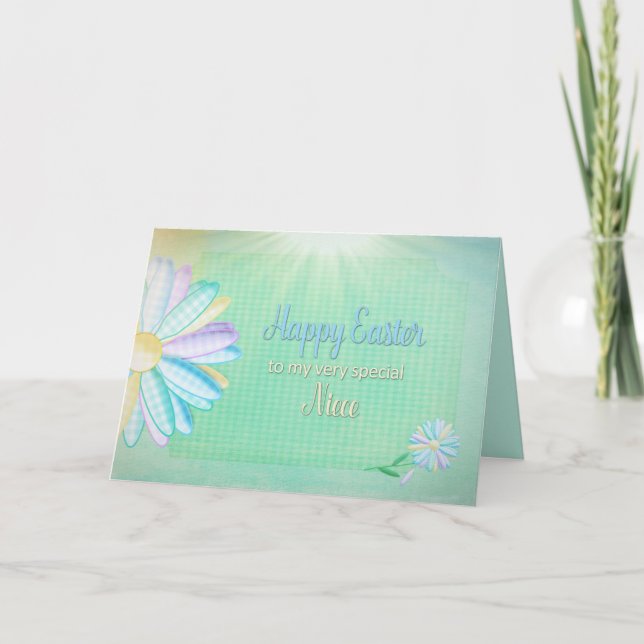 Cartes Pour Fêtes Annuelles Pâques - En vichy Daisy - Ma Nièce Spéciale (Devant)