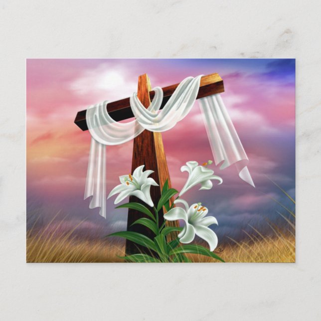 Cartes Pour Fêtes Annuelles Pâques et palmiers Dimanche Crossages et scènes (Devant)