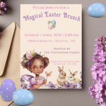 Pâques Fleurs pourpres mignonnes Fille et lapins