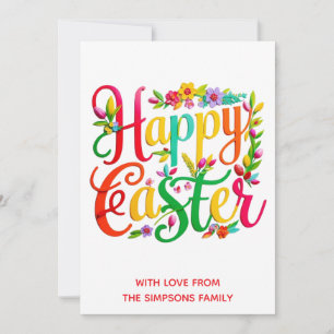 Cartes Pour Fêtes Annuelles Pâques Floral Coloré Élégant Joyeux