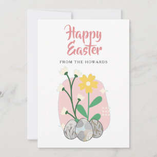Cartes Pour Fêtes Annuelles Pâques Floral Élégant Moderne Photo Joyeuses Pâq