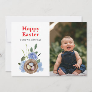 Cartes Pour Fêtes Annuelles Pâques Floral Élégant Moderne Photo Joyeuses Pâq