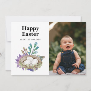 Cartes Pour Fêtes Annuelles Pâques Floral Élégant Moderne Photo Joyeuses Pâq