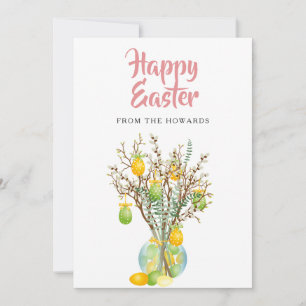 Cartes Pour Fêtes Annuelles Pâques Floral Élégant Moderne Photo Joyeuses Pâq