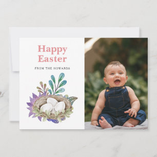 Cartes Pour Fêtes Annuelles Pâques Floral Élégant Moderne   Photo Joyeuses Pâq