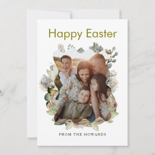 Cartes Pour Fêtes Annuelles Pâques Floral Élégant Moderne Photo Joyeuses Pâq