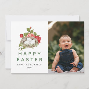 Cartes Pour Fêtes Annuelles Pâques Floral Élégant Moderne Photo Joyeuses Pâq