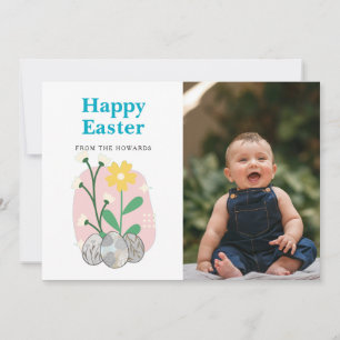 Cartes Pour Fêtes Annuelles Pâques Floral Élégant Moderne Photo Joyeuses Pâq