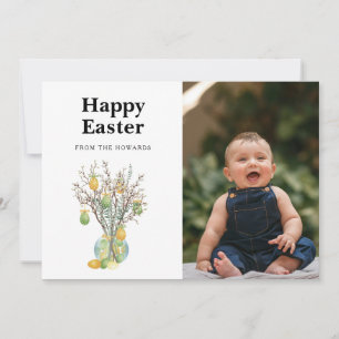 Cartes Pour Fêtes Annuelles Pâques Floral Élégant Moderne Photo Joyeuses Pâq