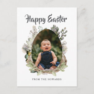 Cartes Pour Fêtes Annuelles Pâques Floral Élégant Moderne Photo Joyeuses Pâq