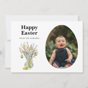 Cartes Pour Fêtes Annuelles Pâques Floral Élégant Moderne Photo Joyeuses Pâq