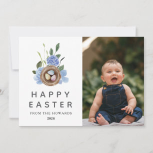 Cartes Pour Fêtes Annuelles Pâques Floral Élégant Moderne Photo Joyeuses Pâq