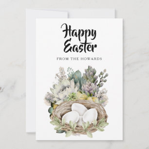 Cartes Pour Fêtes Annuelles Pâques Floral Élégant Moderne Photo Joyeuses Pâq