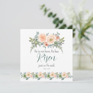 Cartes Pour Fêtes Annuelles Pâques Floral Il a ressuscité l'écriture Aquarelle