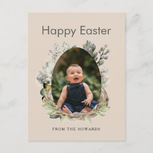 Cartes Pour Fêtes Annuelles Pâques Floral Moderne Élégant Photo Joyeuses Pâq