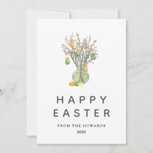 Cartes Pour Fêtes Annuelles Pâques Floral Moderne Élégant Photo Joyeuses Pâq