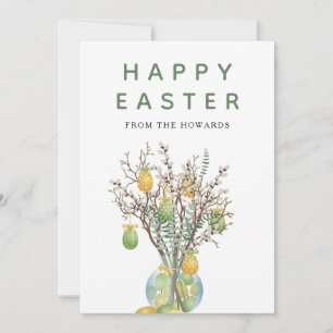 Cartes Pour Fêtes Annuelles Pâques Floral Moderne Élégant Photo Joyeuses Pâq