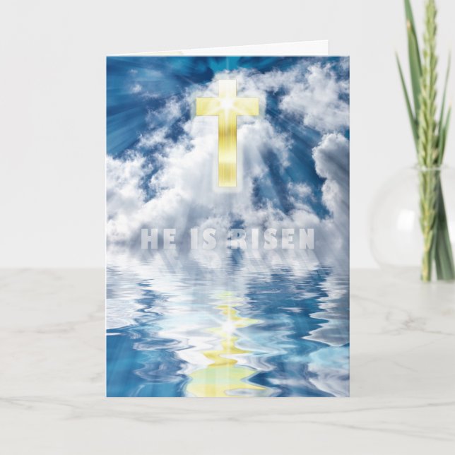 Cartes Pour Fêtes Annuelles Pâques - Il est ressuscité - Chrétien - Croix/Ciel (Devant)