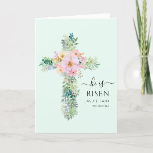 Cartes Pour Fêtes Annuelles Pâques Il est Risen Verdure Aquarelle Croix