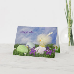 Cartes Pour Fêtes Annuelles Pâques Joie avec oeufs et poussin