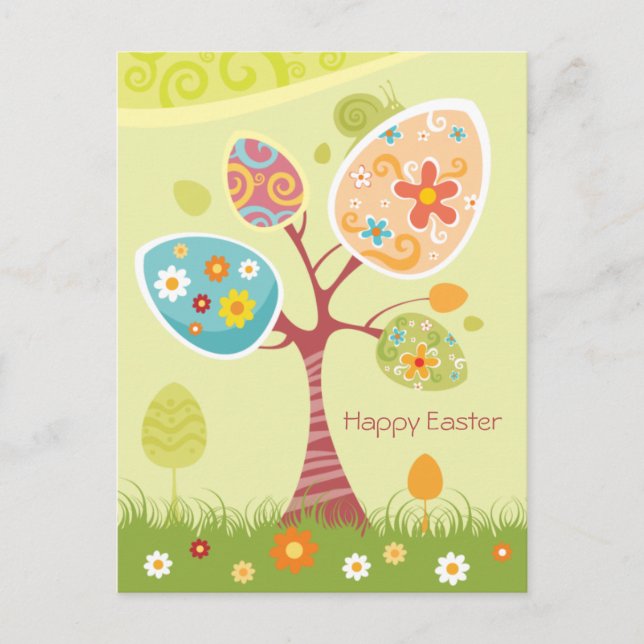 Cartes Pour Fêtes Annuelles Pâques joyeuses - Arbre Abstrait (Devant)