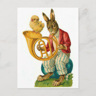 Cartes Pour Fêtes Annuelles Pâques Joyeuses avec Corne Vintage