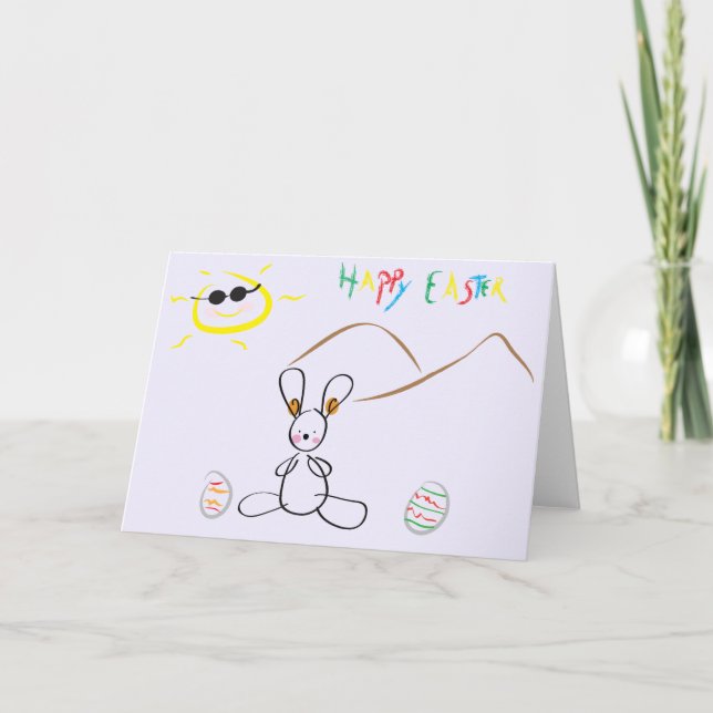 Cartes Pour Fêtes Annuelles Pâques joyeuses - Dessin des enfants (Devant)