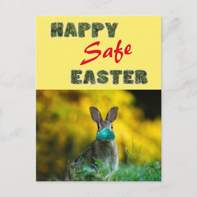Cartes Pour Fêtes Annuelles Pâques joyeuses et sûres | Jote lapin drôle avec m (Devant)