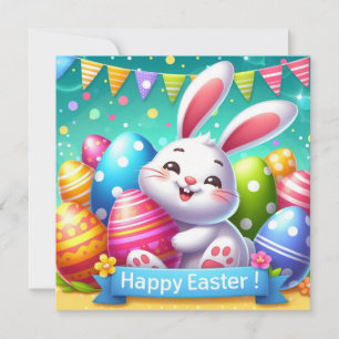 Cartes Pour Fêtes Annuelles Pâques joyeuses - Oeufs de lapin en couleurs paste