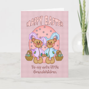 Cartes Pour Fêtes Annuelles Pâques Joyeuses - Petits-Enfants - Mignonne Ours E