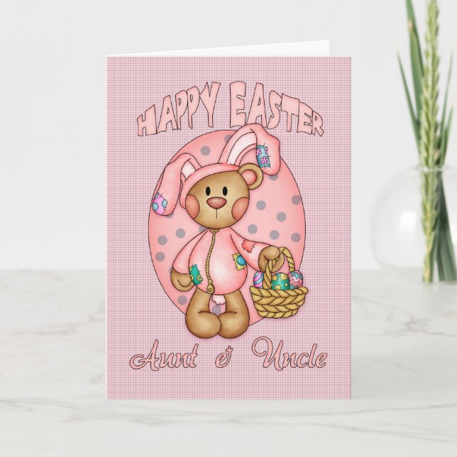 Cartes Pour Fêtes Annuelles Pâques Joyeuses - Tante & Oncle - Mignonne Ours Te (Devant)