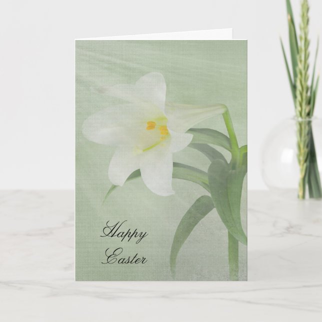 Cartes Pour Fêtes Annuelles Pâques Lily sur vert (Devant)