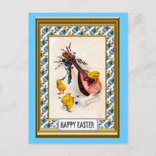 Cartes Pour Fêtes Annuelles Pâques - Mandoline et poussins d'ester