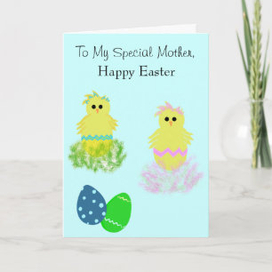 Cartes Pour Fêtes Annuelles Pâques Mère spéciale Jaune Rose Bleu Poussins