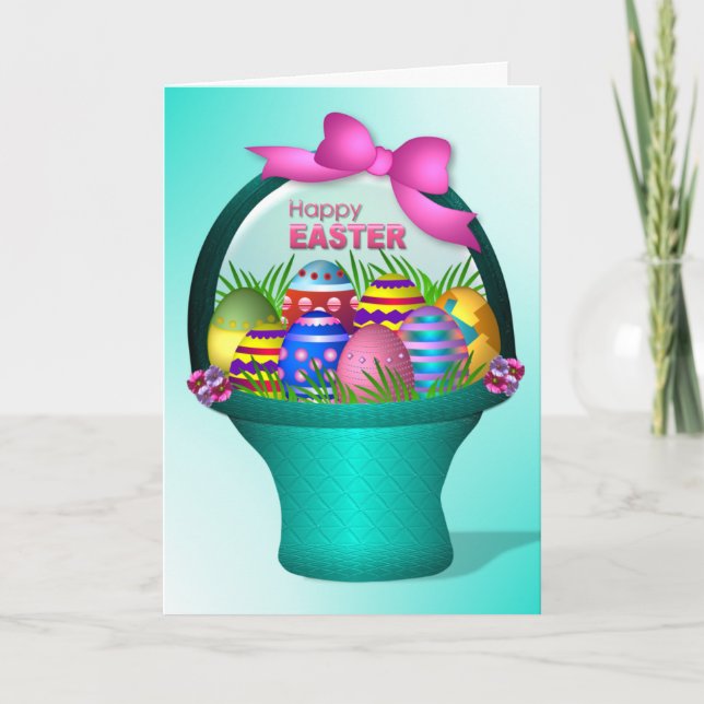 Cartes Pour Fêtes Annuelles Pâques - oeufs colorés (Devant)