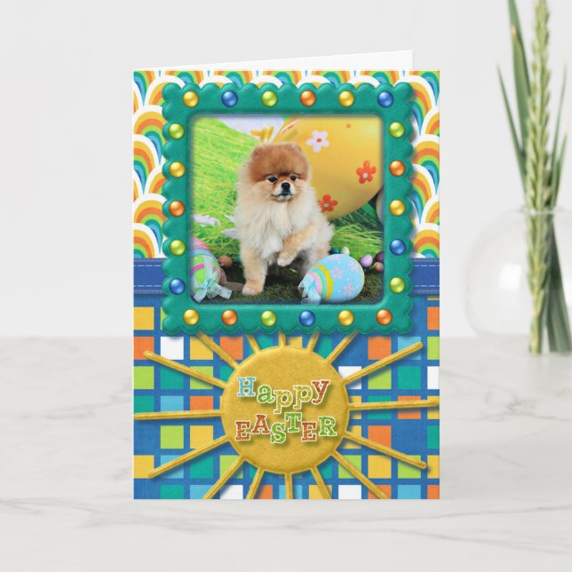 Cartes Pour Fêtes Annuelles Pâques - Pomeranian - Dexter (Devant)