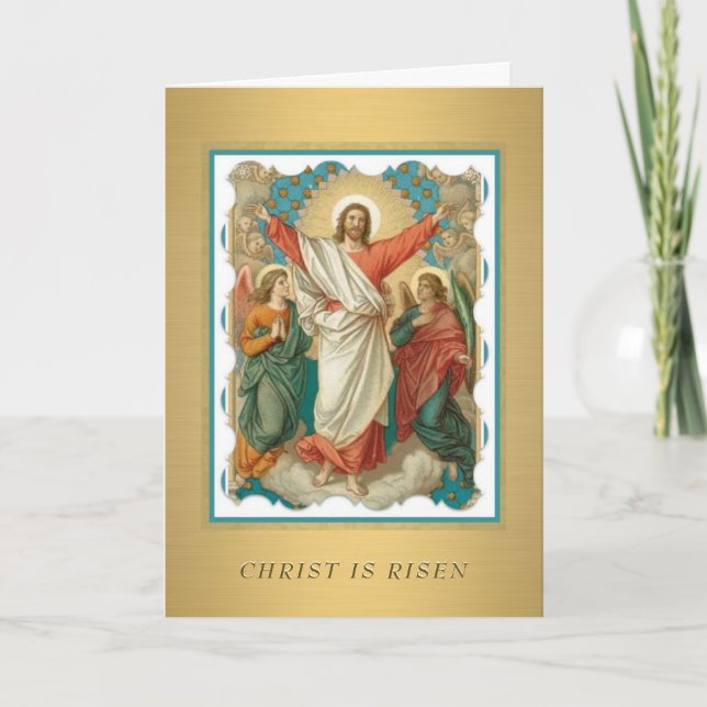 Cartes Pour Fêtes Annuelles Pâques Prière Christ ressuscité (Devant)