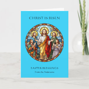 Cartes Pour Fêtes Annuelles Pâques Résurrection Jésus Catholique Religieux 