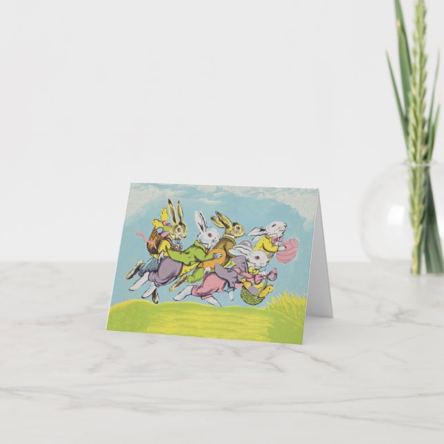 Cartes Pour Fêtes Annuelles Pâques Runbits Rabbits Pastels (Devant)