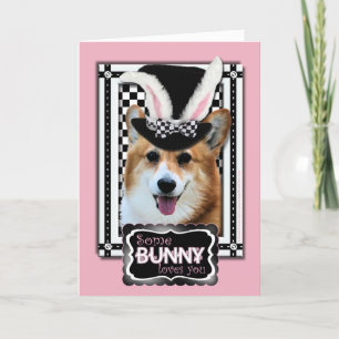 Cartes Pour Fêtes Annuelles Pâques - Un Lapin Vous Aime - Corgi Owen
