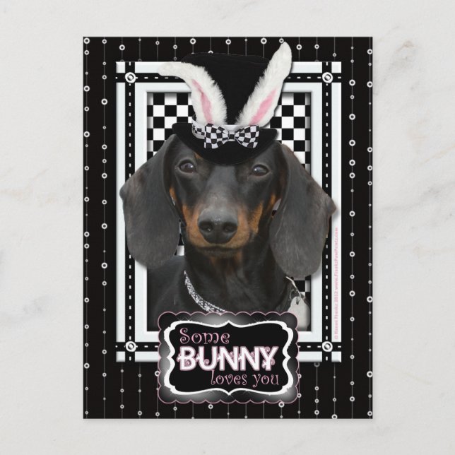 Cartes Pour Fêtes Annuelles Pâques - Un Lapin Vous Aime - Dachshund (Devant)