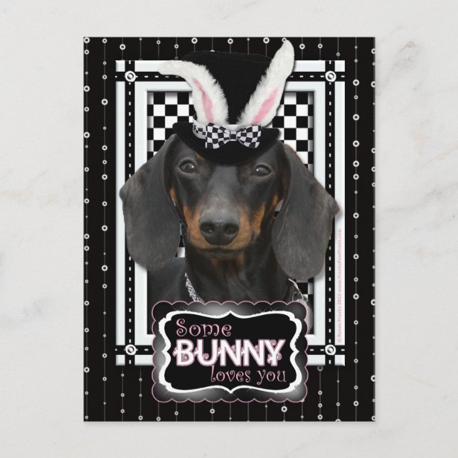 Cartes Pour Fêtes Annuelles Pâques - Un Lapin Vous Aime - Dachshund (Devant)