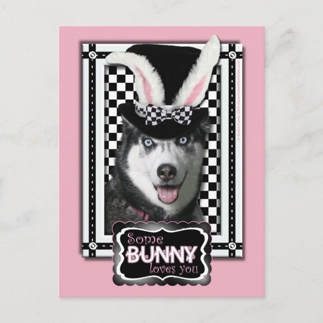 Cartes Pour Fêtes Annuelles Pâques - Un Lapin Vous Aime - Husky (Devant)
