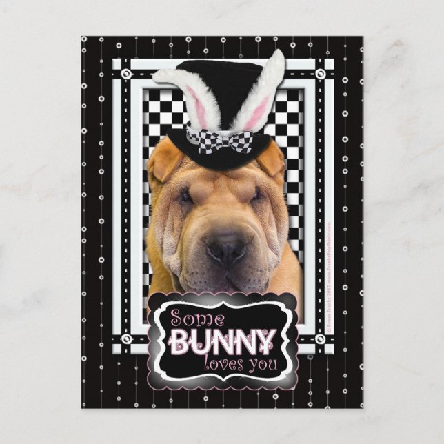 Cartes Pour Fêtes Annuelles Pâques - Un Lapin Vous Aime - Shar Pei (Devant)
